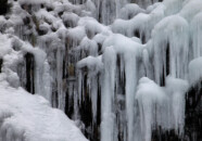 つらら状態の氷。 玉簾の滝
